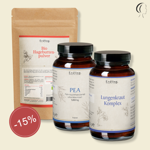 Set: Naturtalente - PEA Pulver 36g + Lungenkraut Komplex 120 Kapseln + BIO Hagebuttenpulver 380g