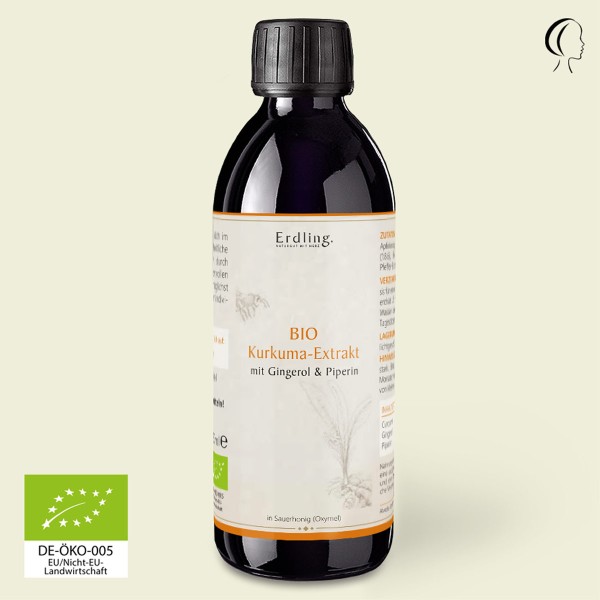 Bio-Kurkuma-Extrakt mit Gingerol und Piperin in Oxymel - 250ml
