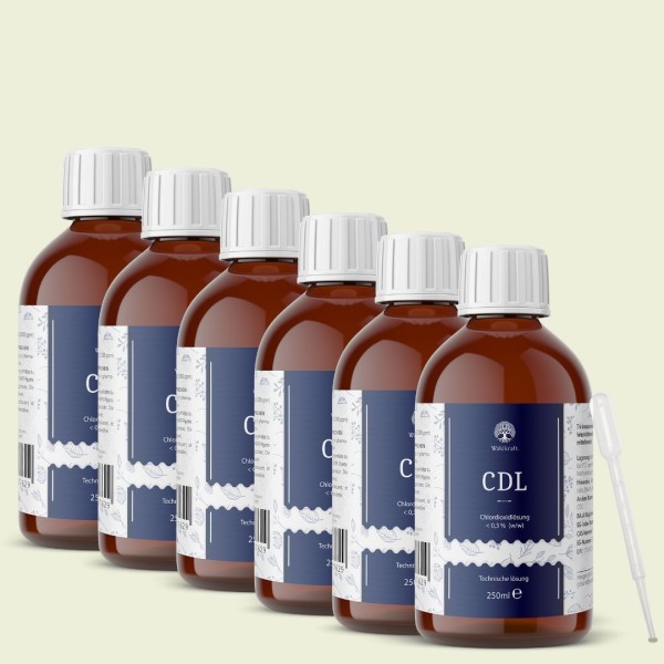 Set: 6er Pack - CDL/CDS - Chlordioxid in Originalrezeptur (Chlordioxidlösung) - 6x 250ml
